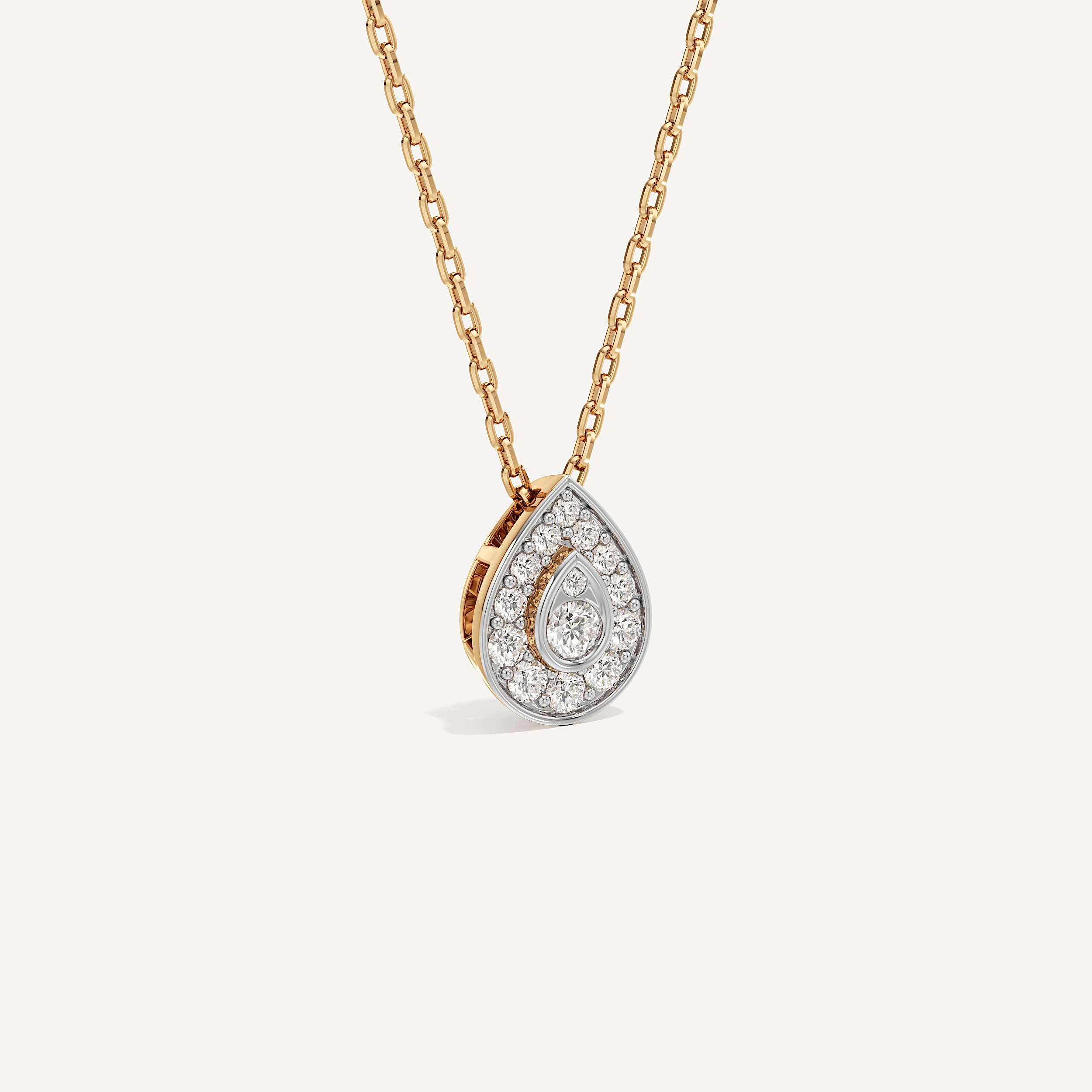 Quietly Seen Pear Diamond Pendant with Chain