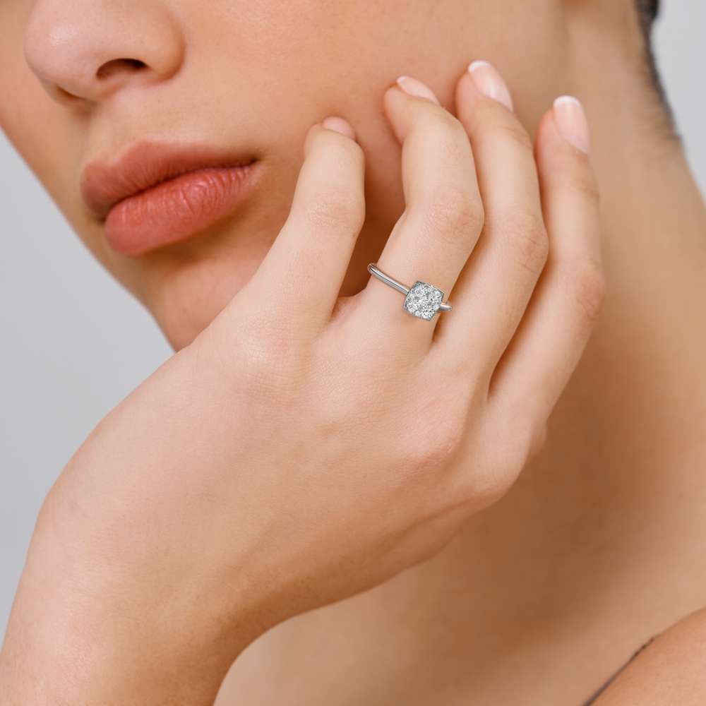 Tapered Cushion Diamond Ring