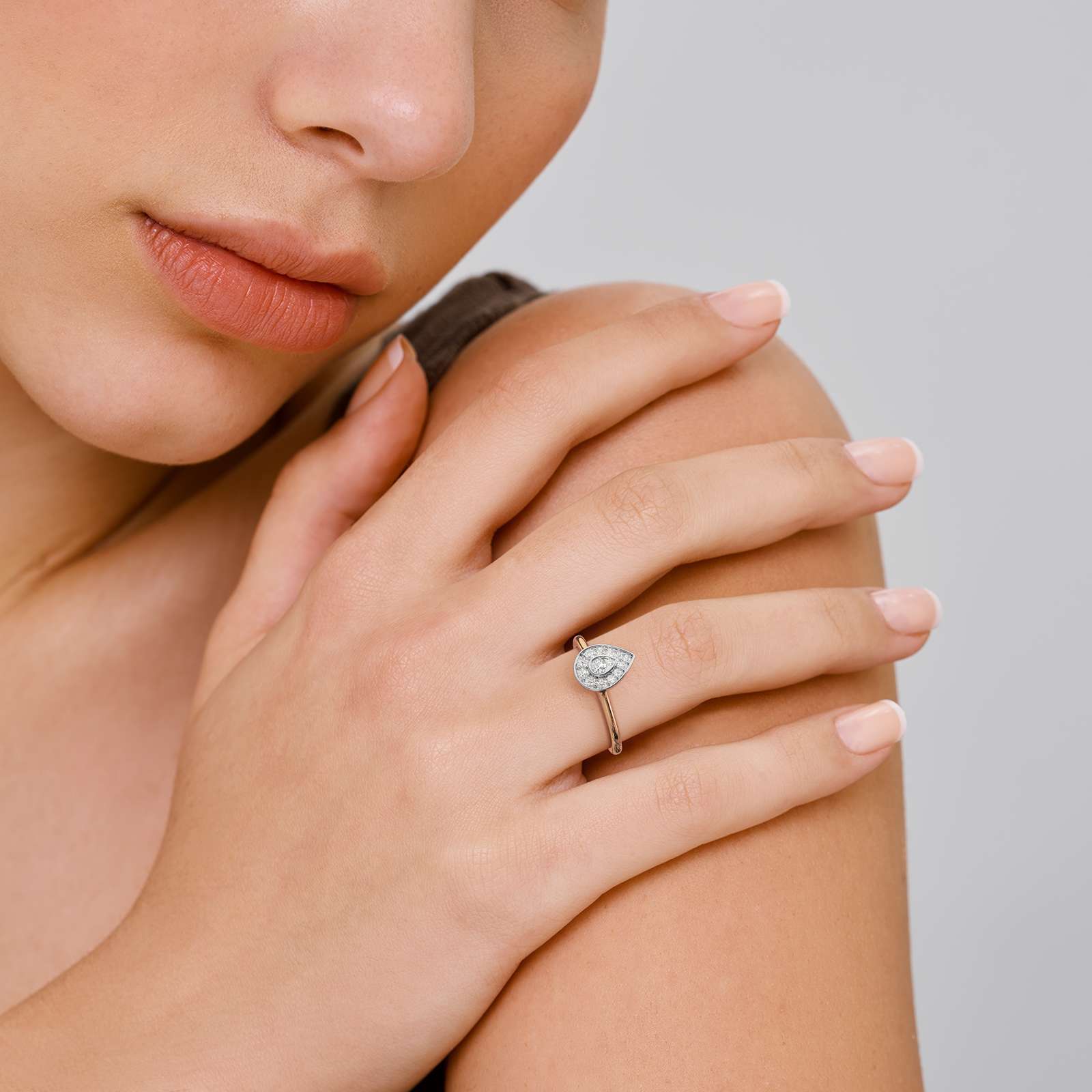 Intimate Drop Pear Diamond Ring